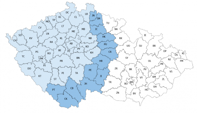 Mapa pásmo katarální horečky ovcí 20.9..2024